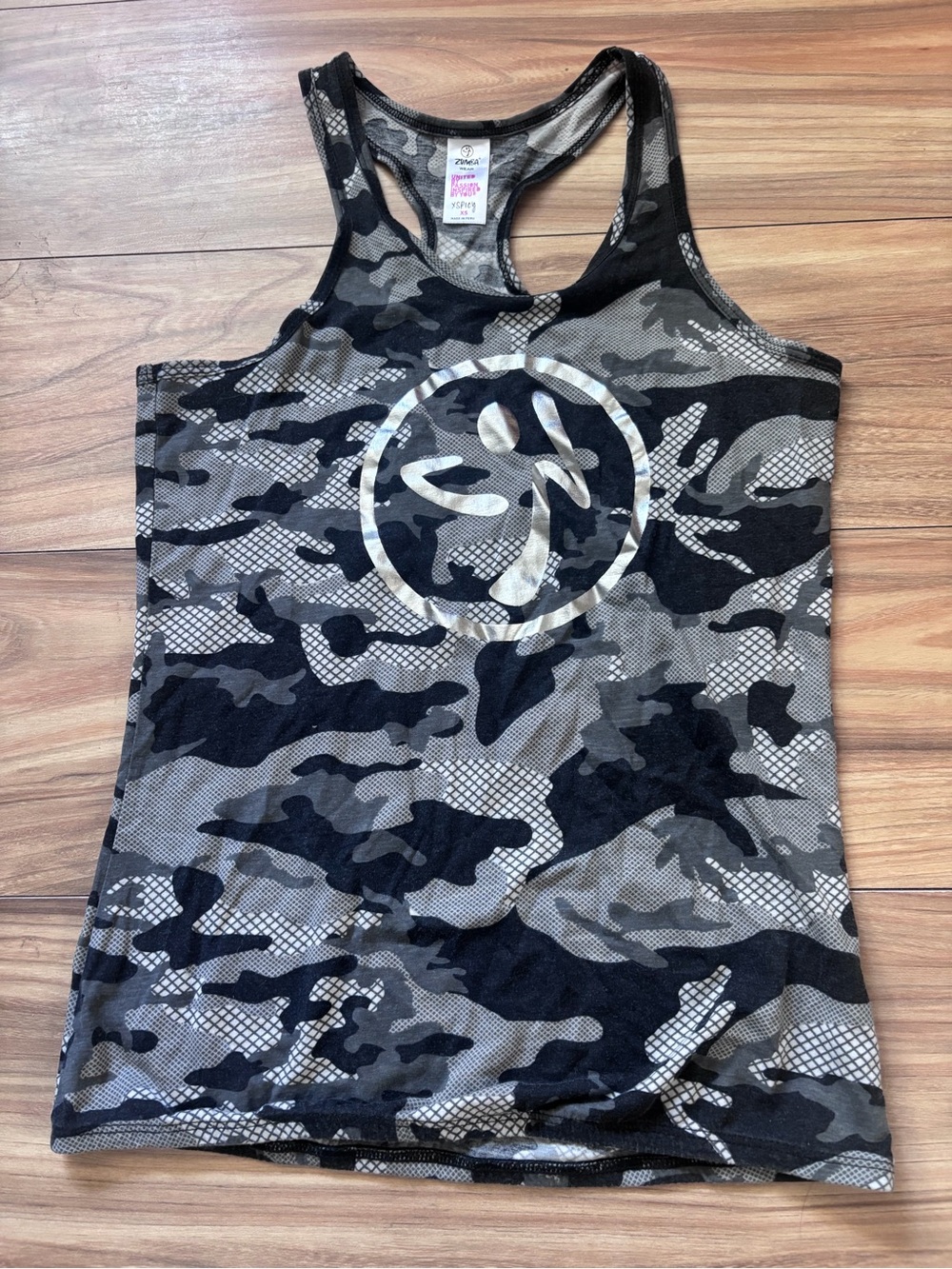 Zumba Fitness Camo Racerback Tank Top - Black & Gray